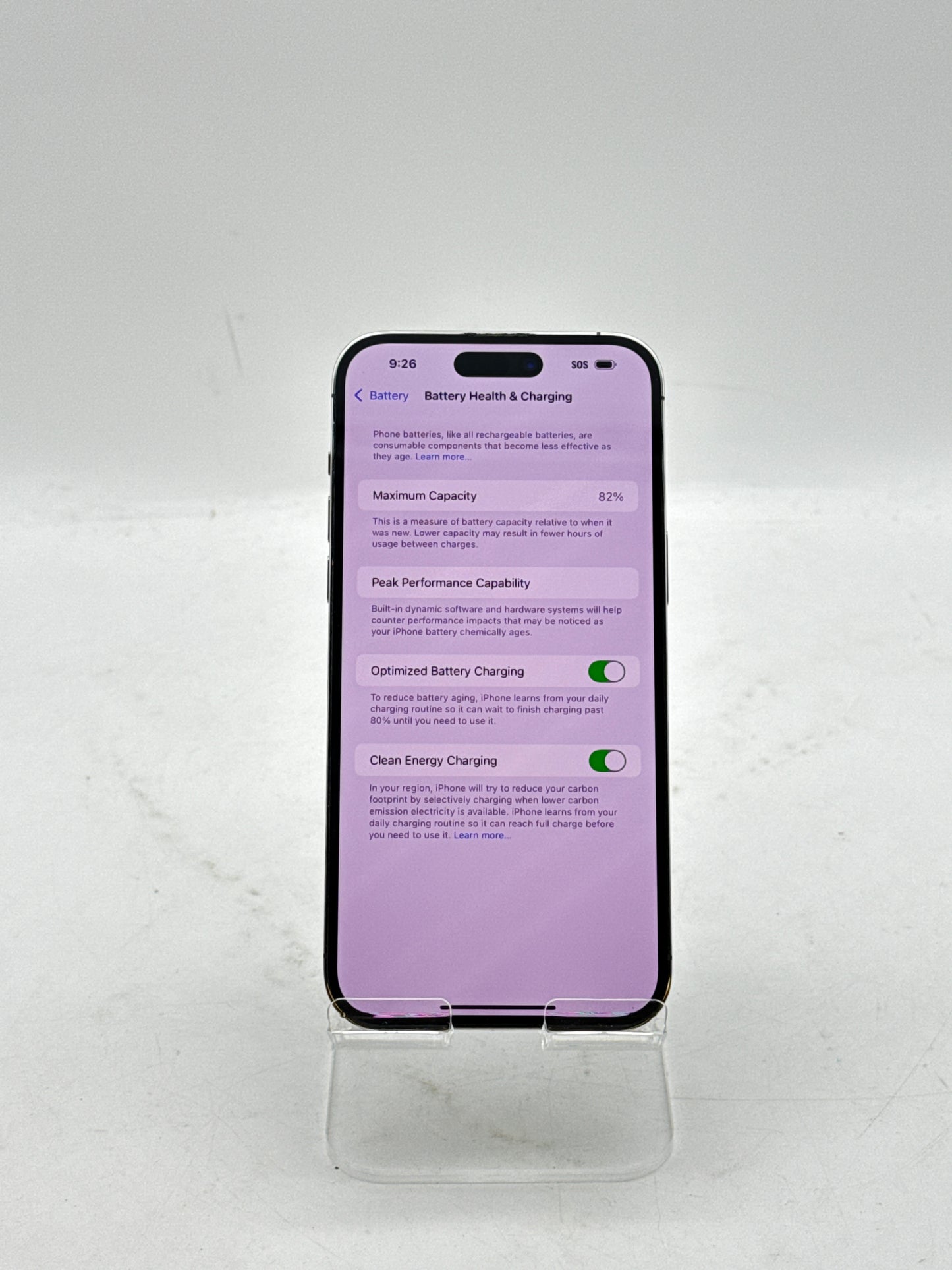 AT&T Apple iPhone 14 Pro Max A2651 128GB Deep Purple 82% Battery Health