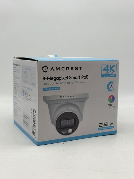 Amcrest 4K Night Color IP PoE Turret Cam IP8M-2779EW-AI White - Open Box