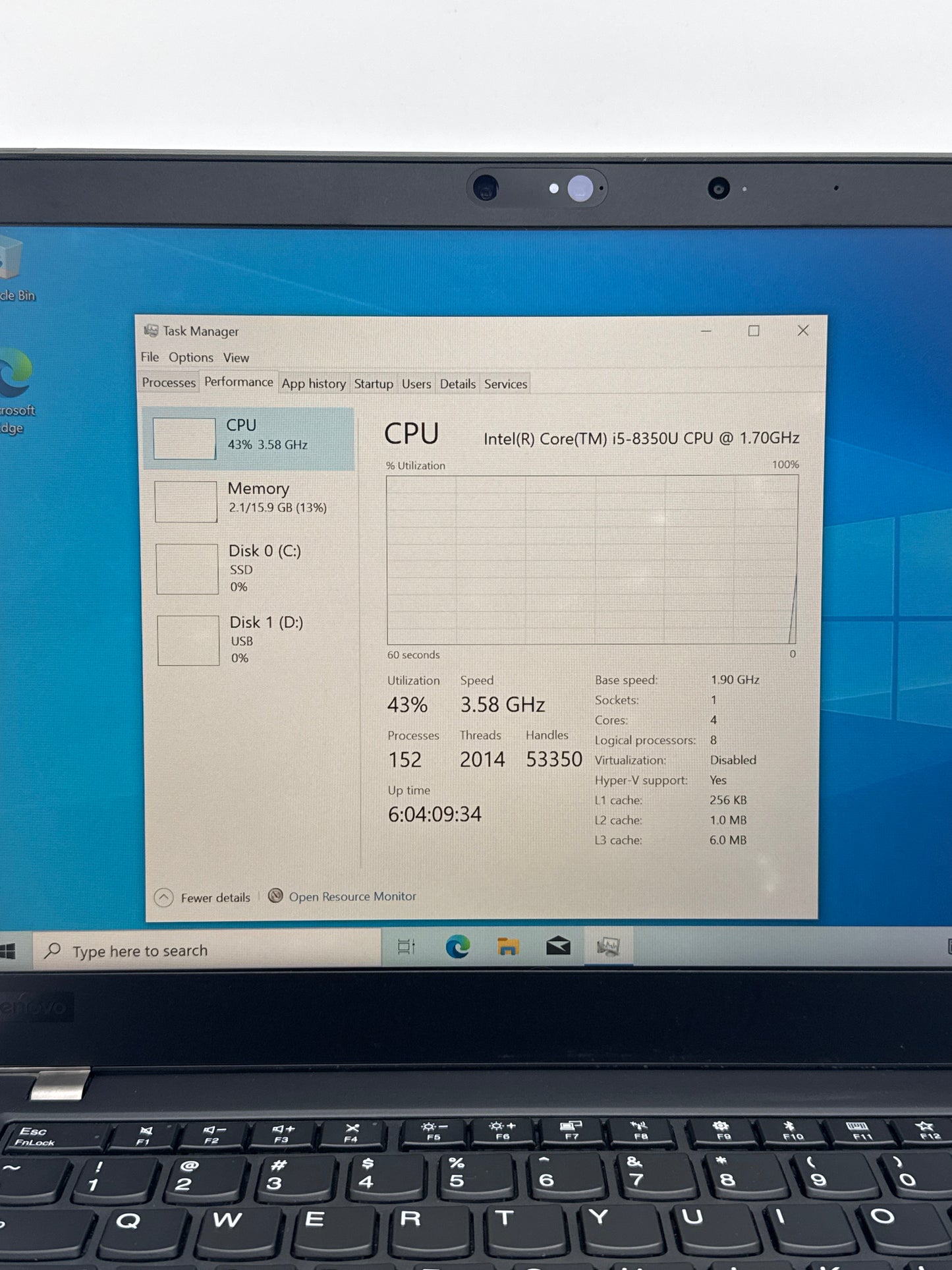 Lenovo T480s TouchScreen Laptop i5-8350U 16GB 256GB #30 READ
