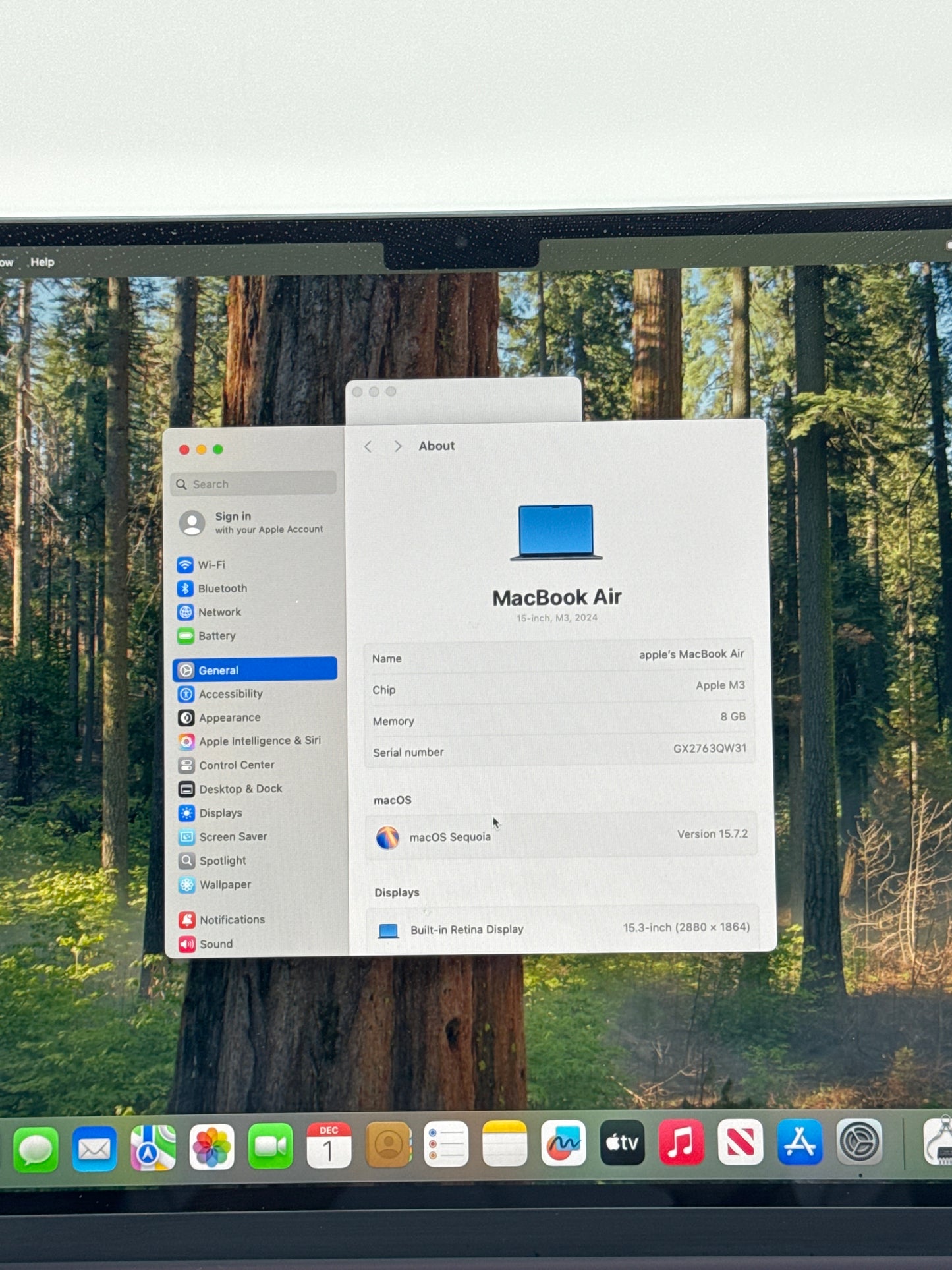 2024 Apple MacBook Air 15.3" A3114 M3 8C-CPU 10C-GPU 8GB RAM 256 SSD Midnight