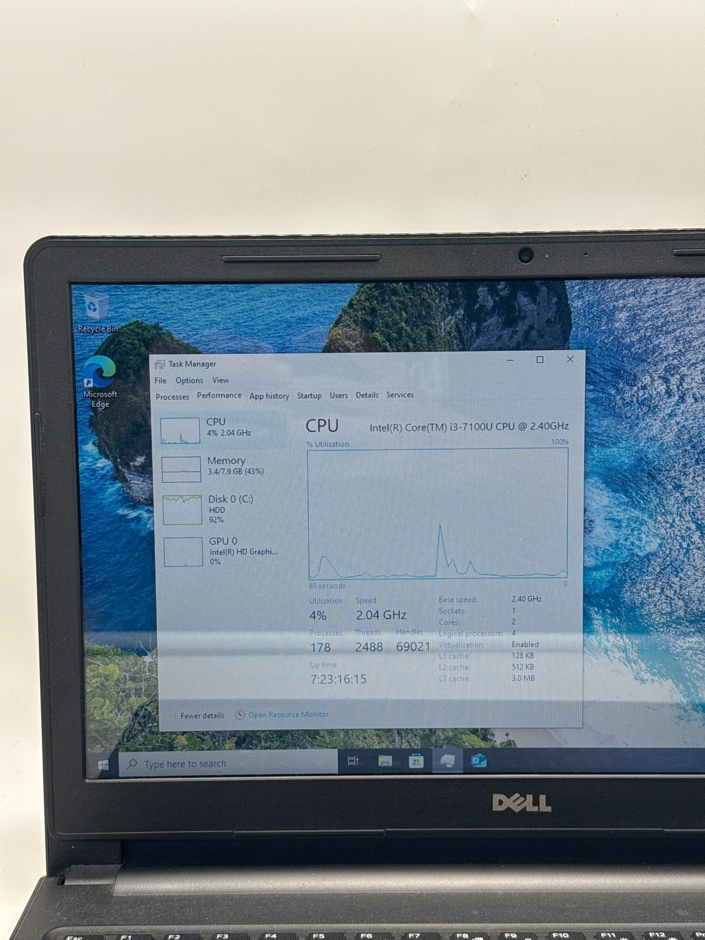 Dell Inspiron 15 3000 Series 15.6” i3 7th Gen 8GB RAM 1TB HDD - Used