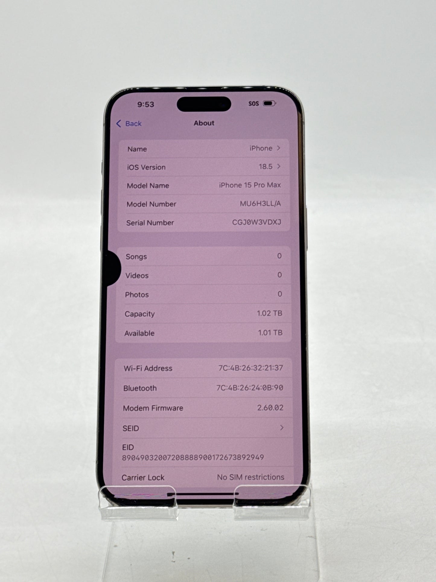 Unlocked Apple iPhone 15 Pro Max A2849 1TB Natural Titanium - Cracked Read!