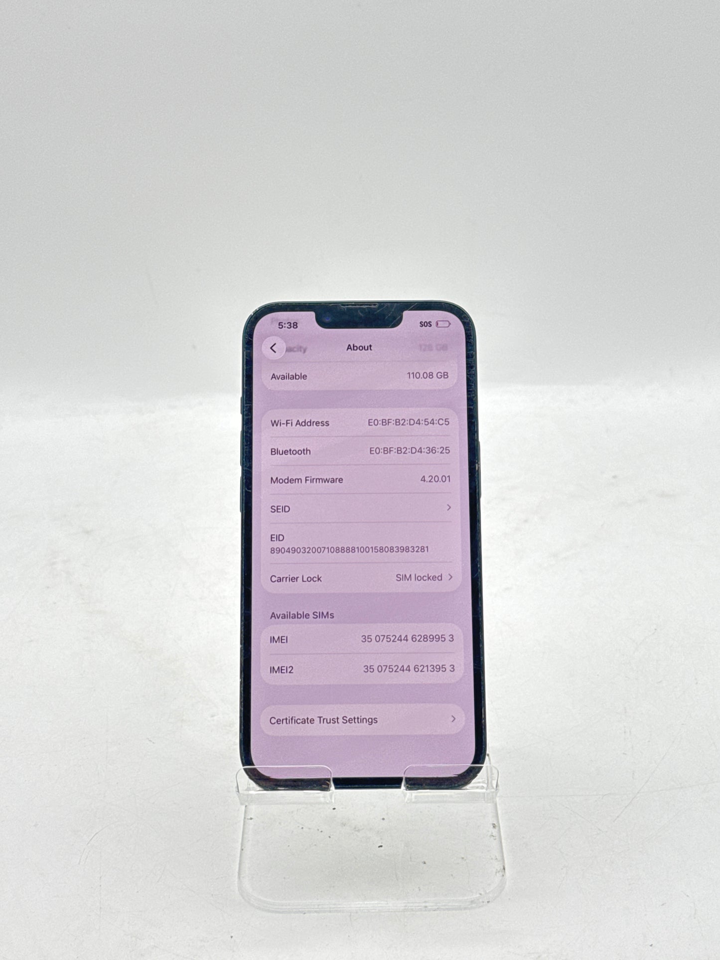 T-Mobile Apple iPhone 14 A2649 128GB Midnight - Service Battery 93%