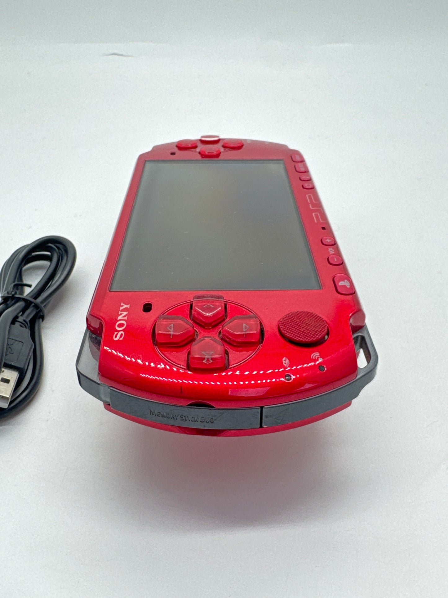Sony PSP-3000 Radiant Red Console w/ Charger #69 Missing Battery Lid
