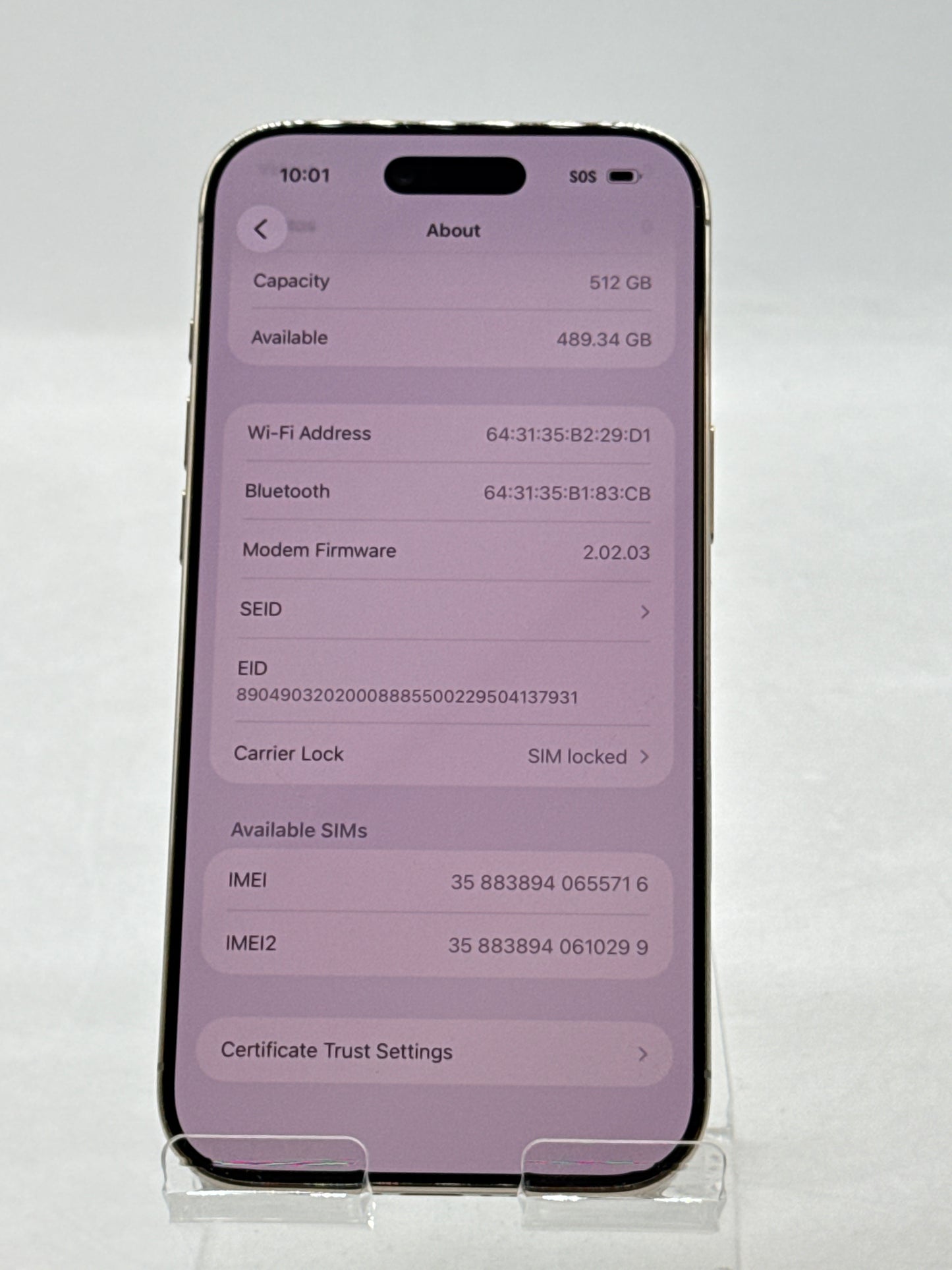 US Cricket Apple iPhone 17 Air A3260 512GB Light Gold 100% Battery Health