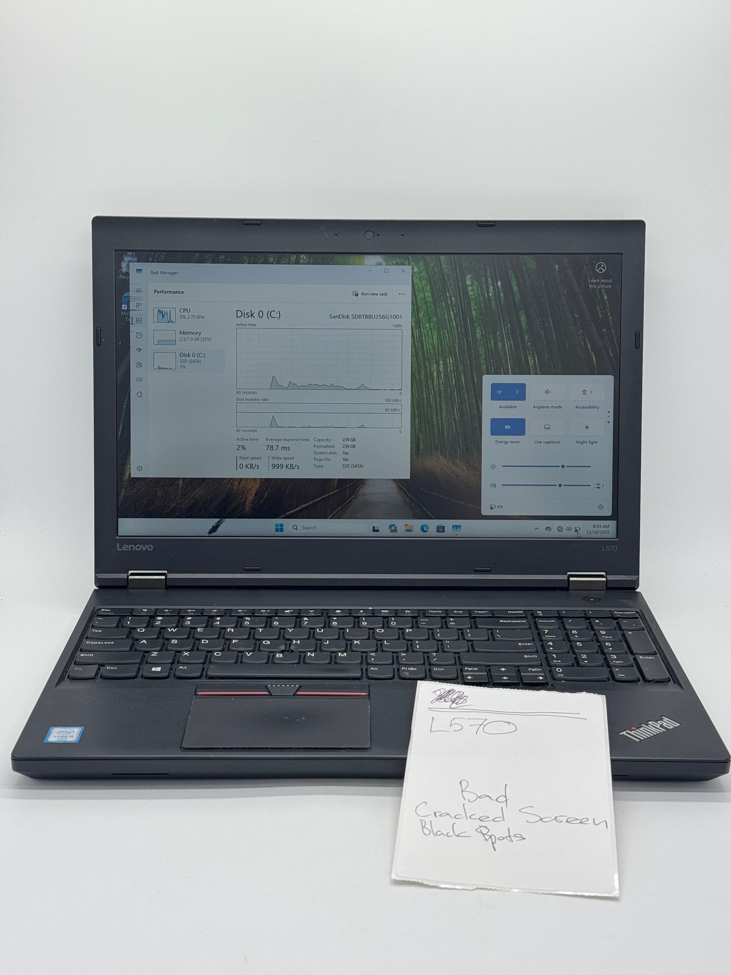 Lot of 9 Faulty Lenovo ThinkPads L570 8GB RAM Intel i5-6200U AS IS READ