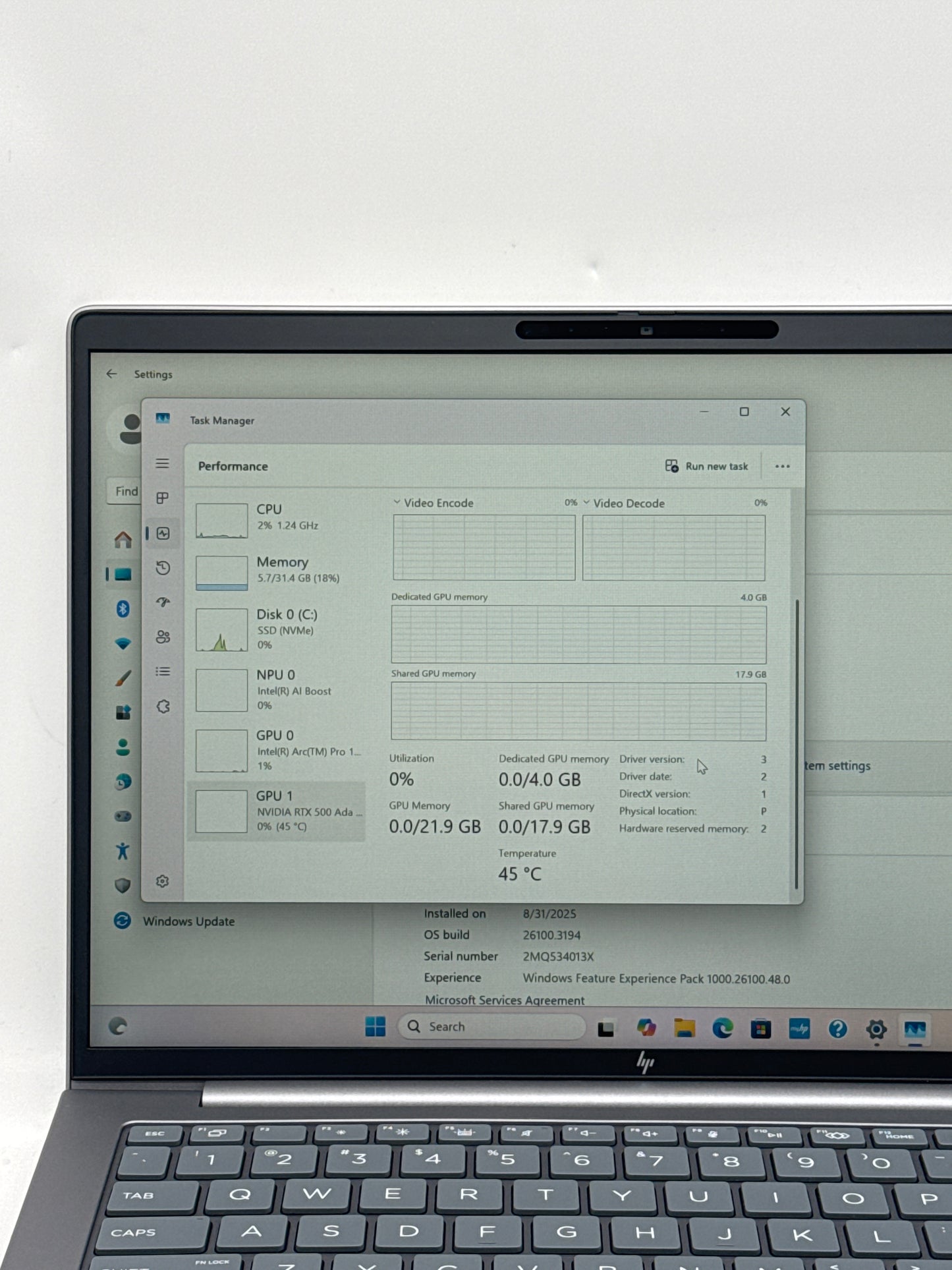 HP ZBook 8 14 G1i 14.0" Touch Core Ultra7 265H 512GB SSD 32GB RAM RTX ADA 500 4GB