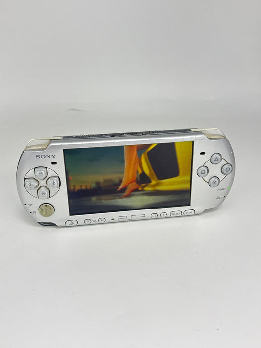 Sony PSP-3000 Silver Console #447 w/ 1200mAh Battery Yellowed Display AS IS