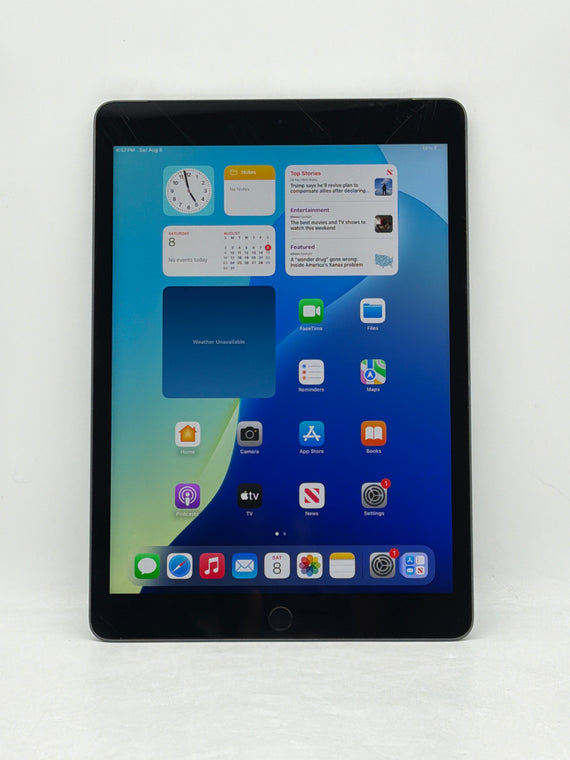 Unlocked Apple iPad 9th Gen 10.2" A2603 64GB Cellular Space Gray - Cracked Screen