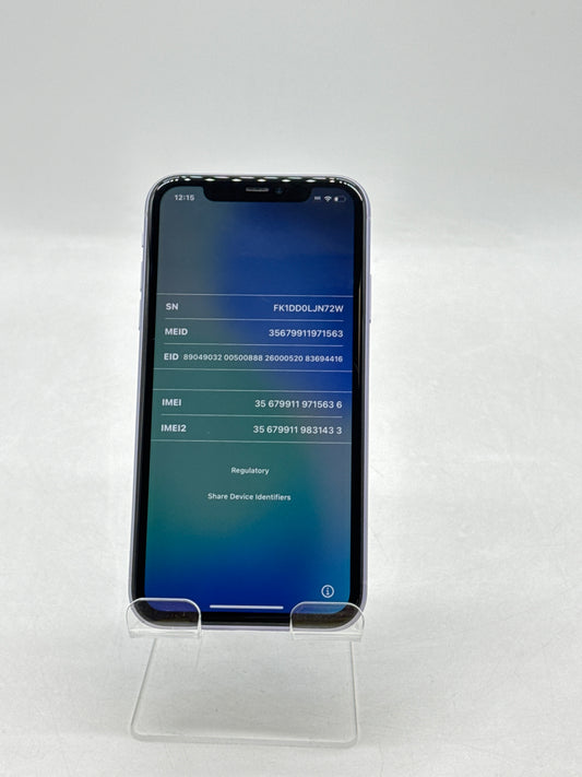 Unlocked Apple iPhone 11 A2111 128GB Purple - Remotely Managed Read!