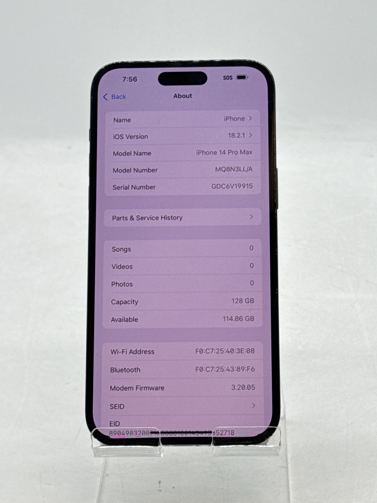 Unlocked Apple iPhone 14 Pro Max A2651 128GB Space Black - 78% Service Battery