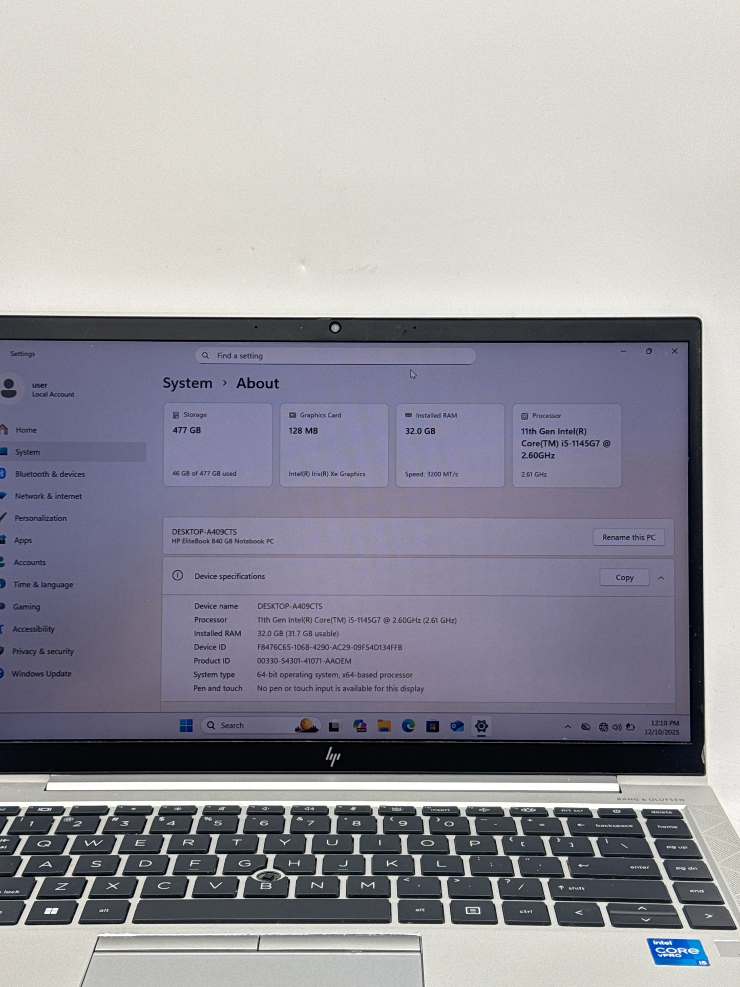 HP EliteBook 840 G8 14.0" FHD Core i5-1145G7 2.6GHz 32GB RAM 512GB SSD - Read!