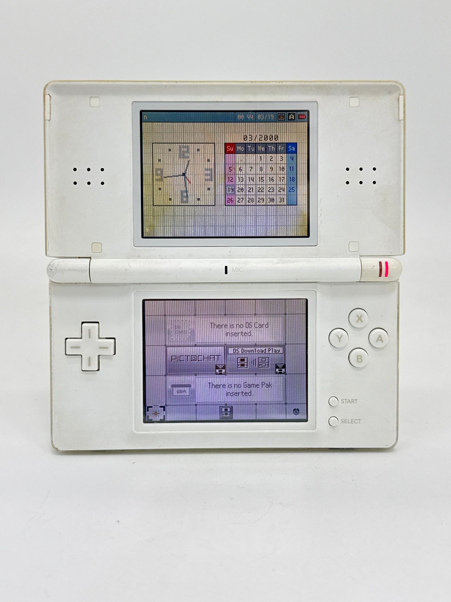 Nintendo DS Lite USG-001 Polar White Console #34 Yellow Patches on Top Screen