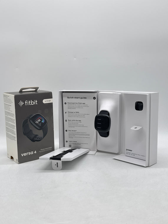 Fitbit Versa 4 Fitness Smartwatch Graphite And Blue Infinity Band