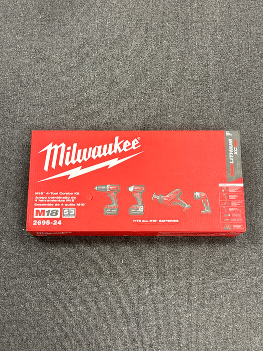 Milwaukee 2695-24 M18 4-Tool Combo Kit Hammer Drill Impact Hackzall with 2 XC Batteries