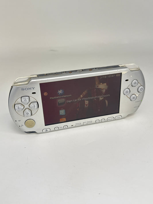 Sony PSP-3000 Silver Console #232 w/ 1200mAh Battery Missing Back Lid No Charger