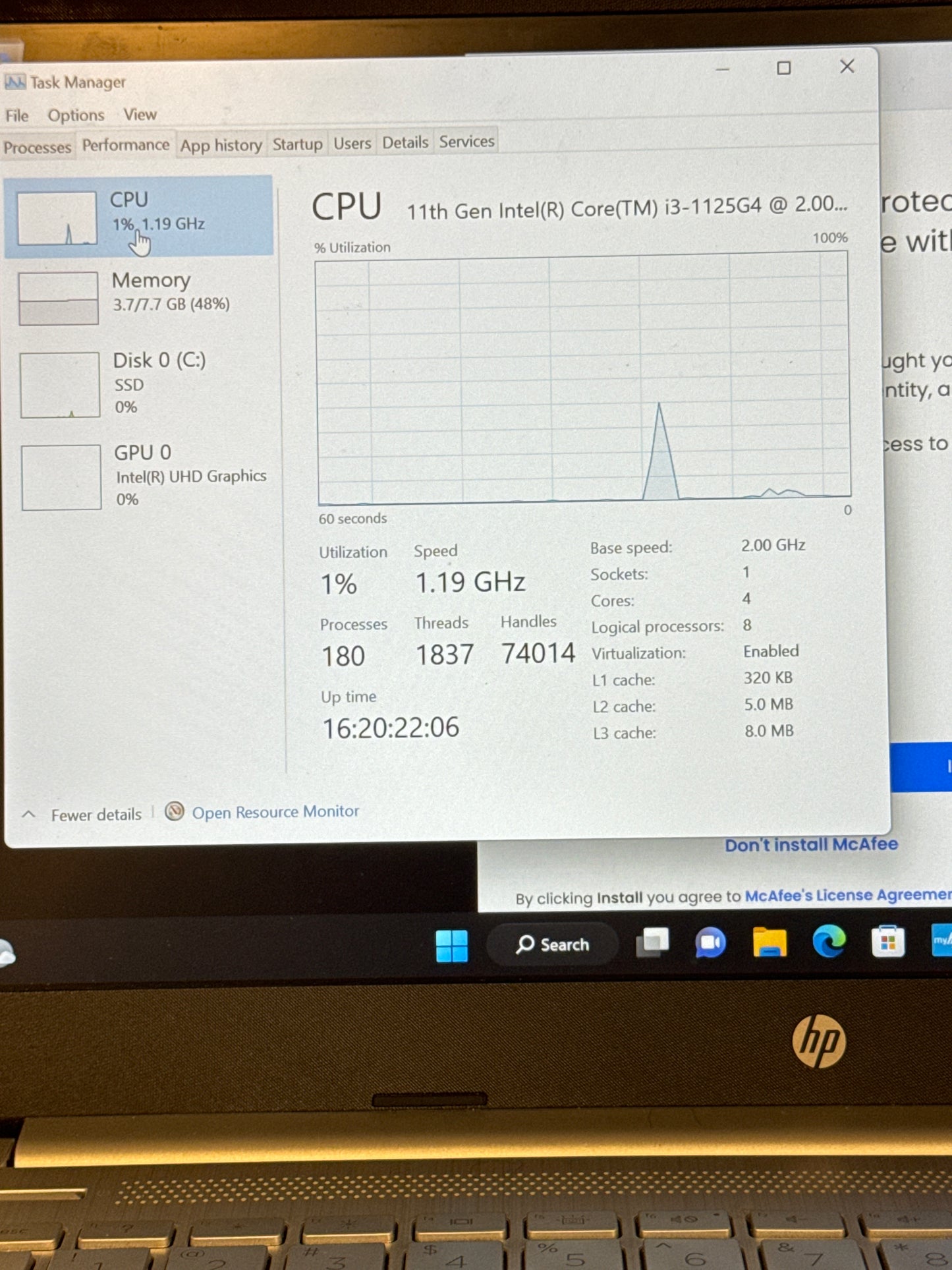 HP 14-DQ2053CL 14" Core i3-1125G4 @2.00GHz 8GB RAM 256GB Silver Laptop