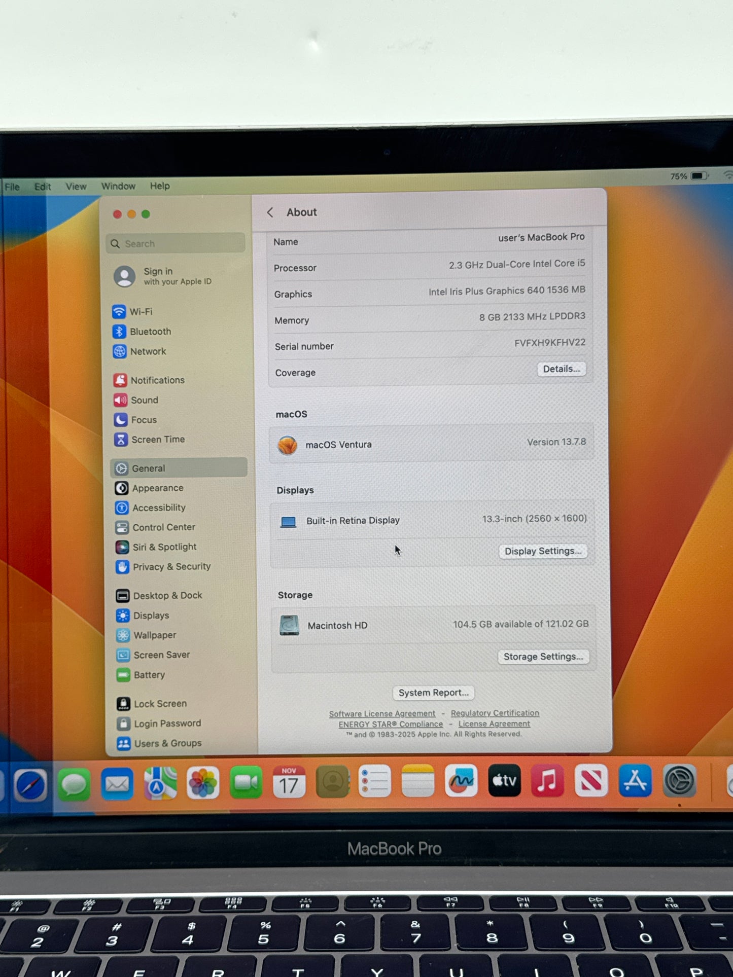 2017 Apple MacBook Pro 13.3" A1708 Core i5 2.3GHz 8GB 128GB SSD - Read!