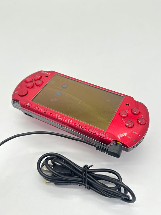 Sony PSP-3000 Radiant Red Console w/ Charger #72 No Battery No Lid AS IS