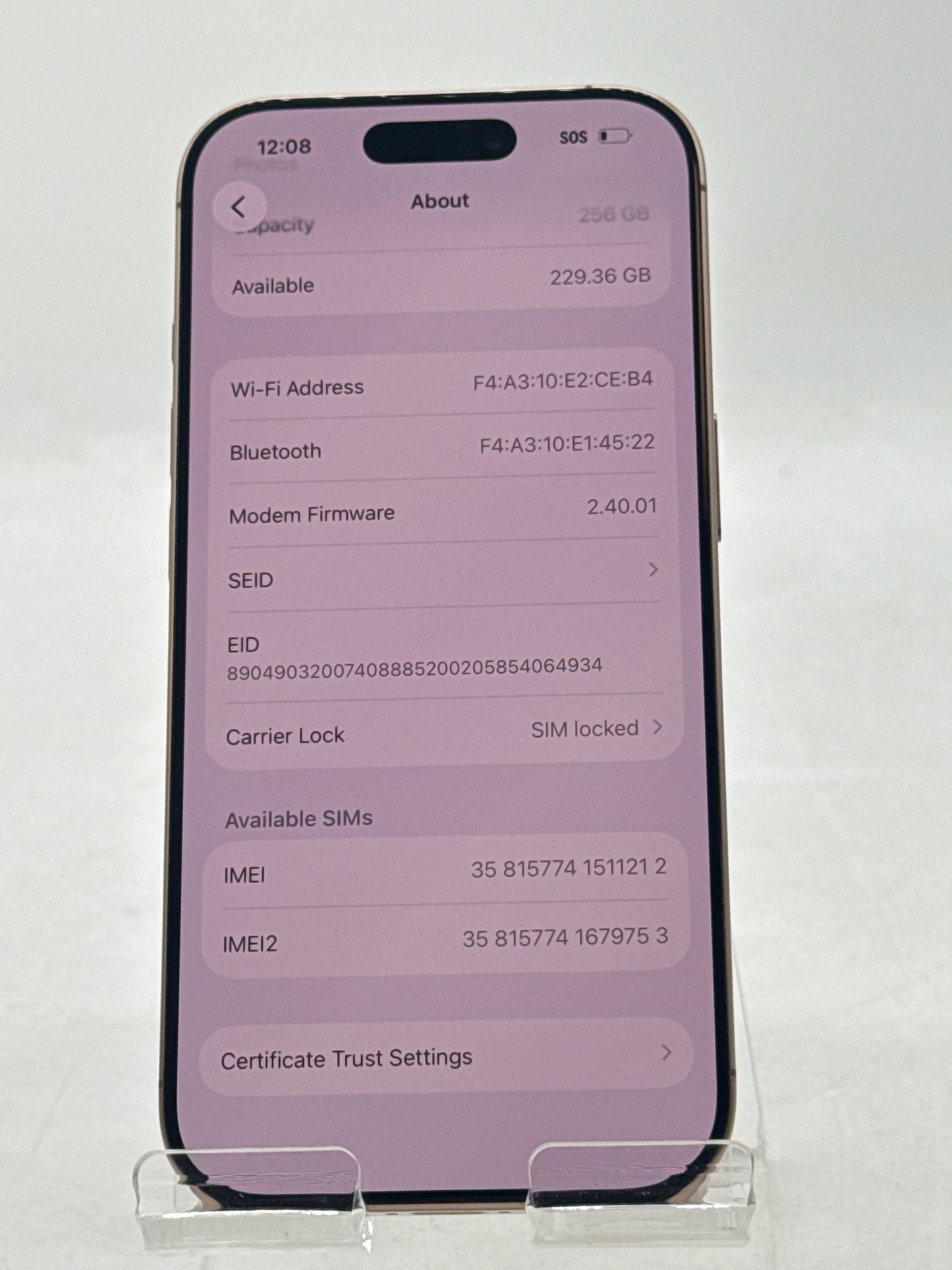 AT&T Apple iPhone 16 Pro A3083 256GB Desert Titanium 93% Battery Health 326 Cycle