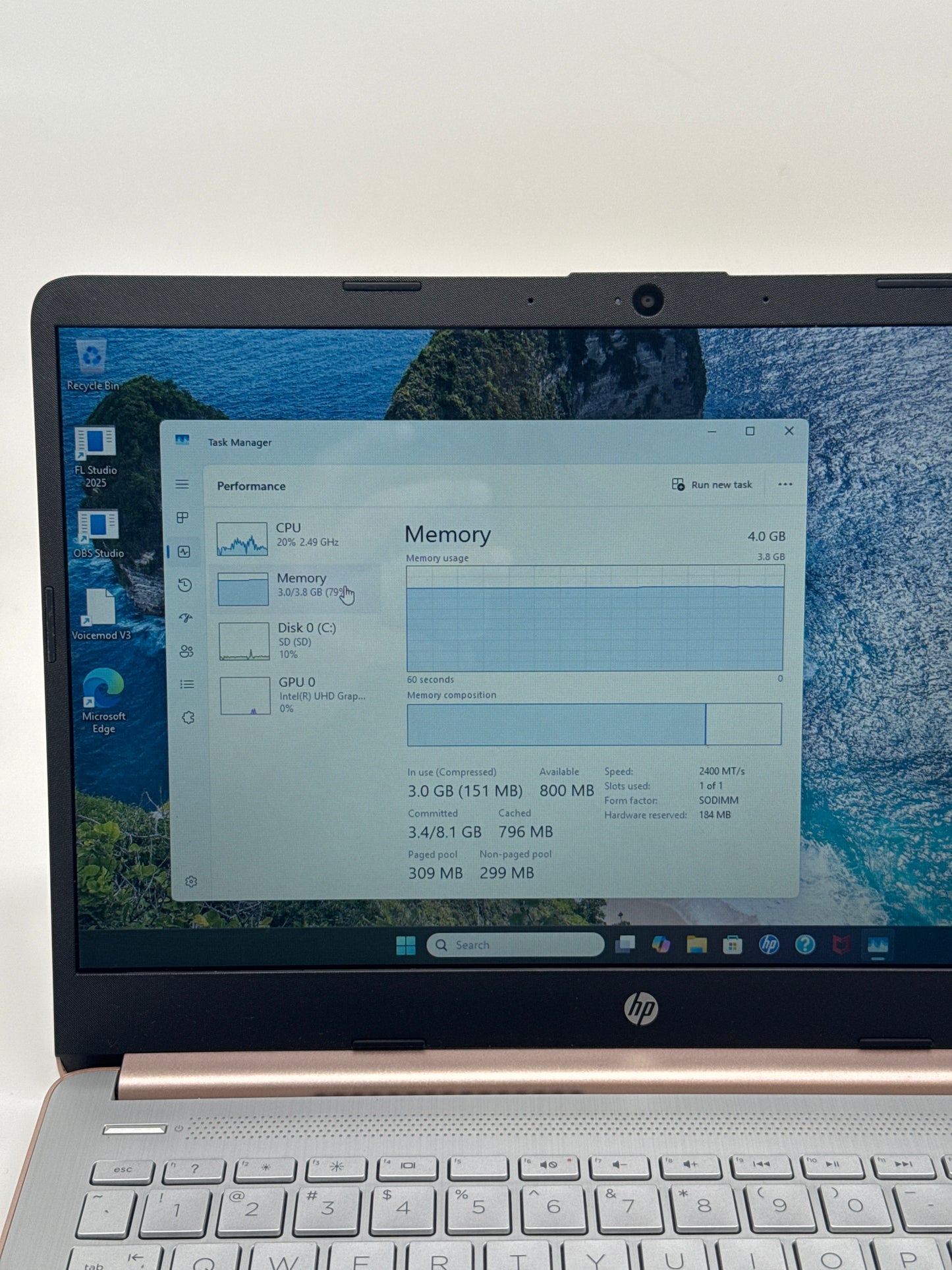 HP Touchscreen Laptop 14-DQ0070NR 14" Celeron N4120 4GB RAM 64GB SSD Rose Gold - Used