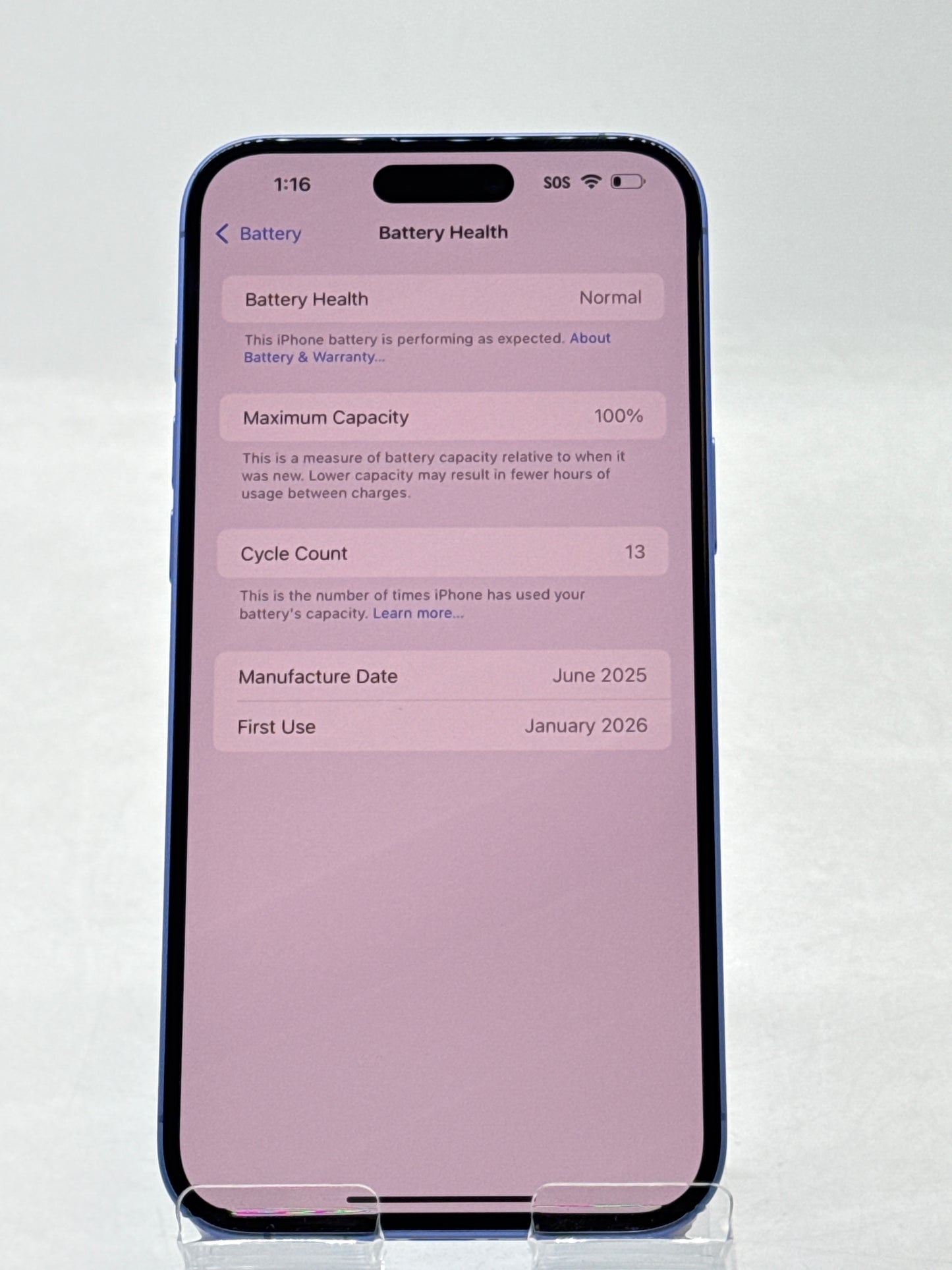 AT&T Apple iPhone 16 Plus A3082 128GB Ultramarine 100% Battery Health 13 Cycle