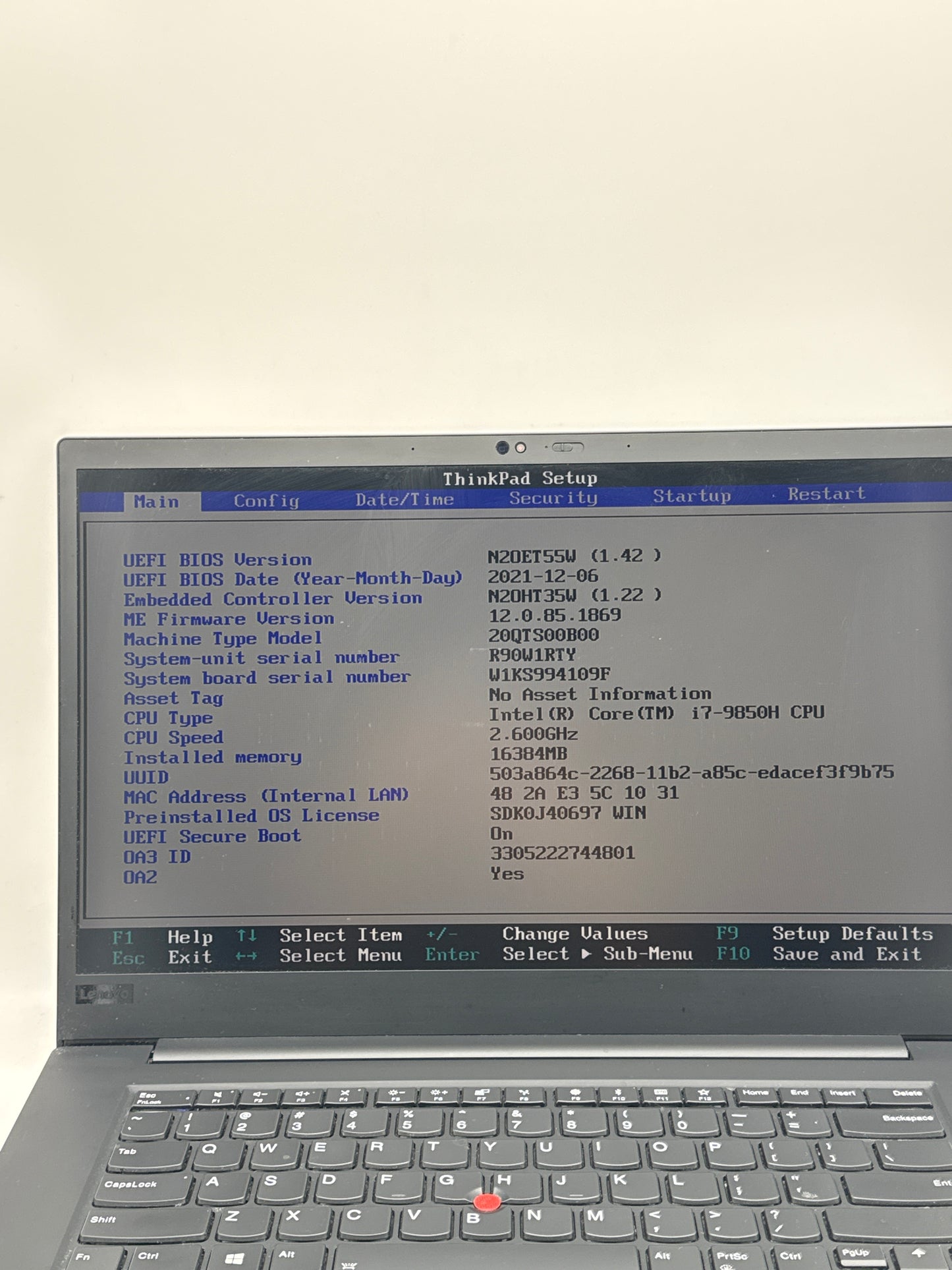 Lenovo ThinkPad P1 Gen 2 15.6" Core i7-9850H 2.60GHz 16GB RAM 512GB SSD - No OS