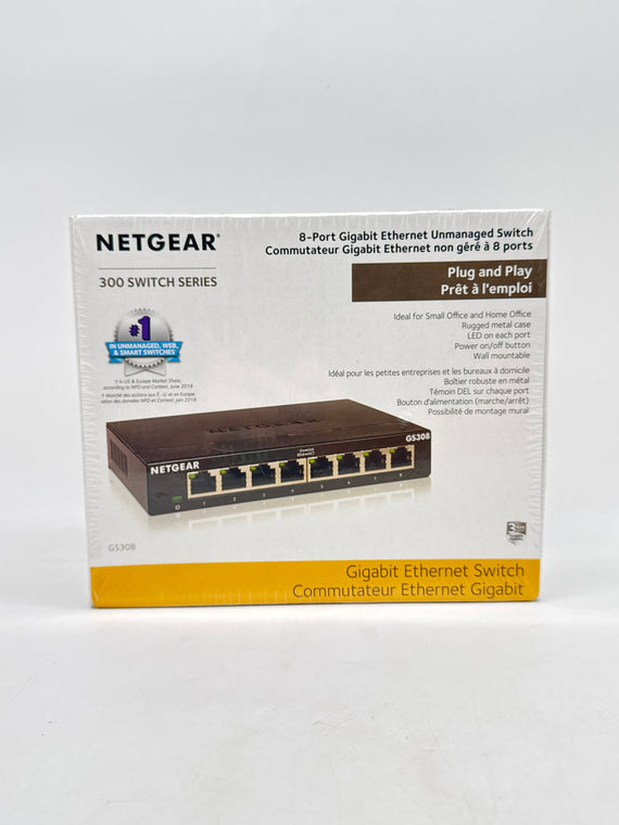 Netgear GS308 8-Port Gigabit Ethernet Unmanaged Switch New Sealed