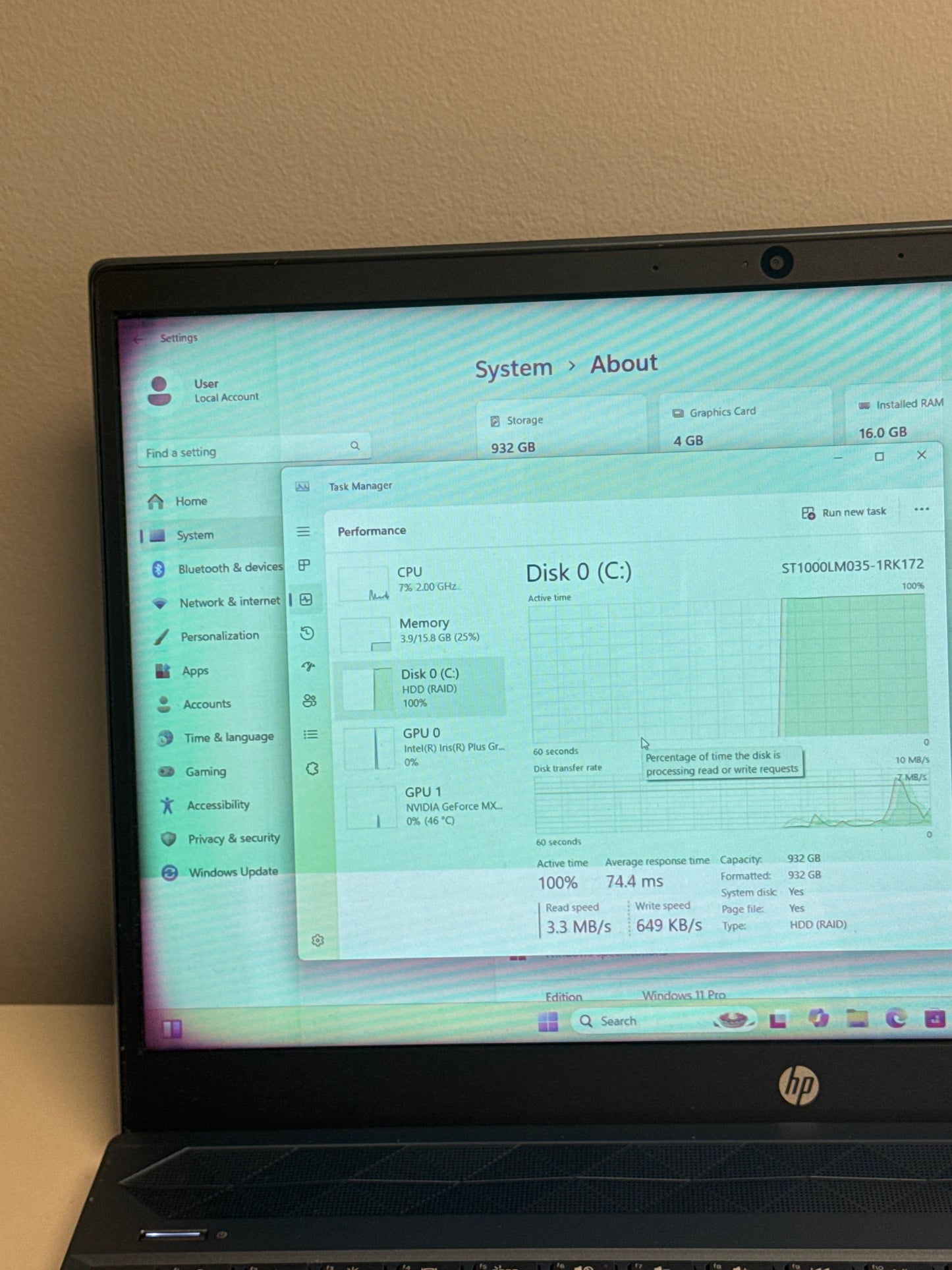 HP Pavilion Laptop 15-cs3073cl 15.6" Core i7-1065G7 16GB RAM 1TB HDD Bad Display