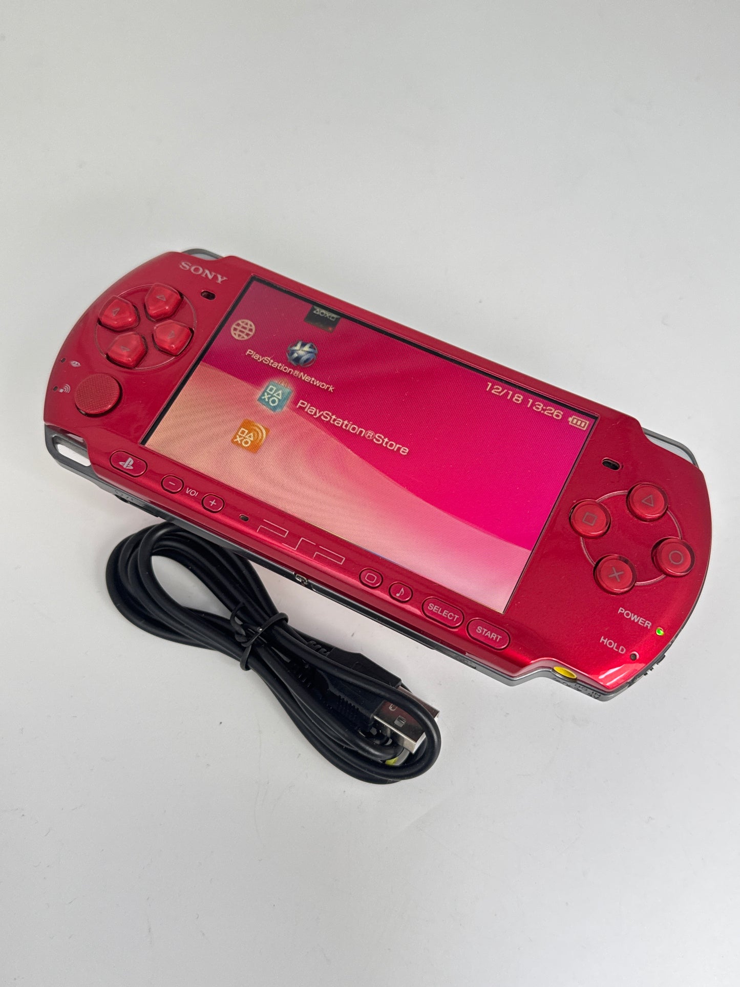 Sony PSP-3000 Radiant Red Console w/ Charger #69 Missing Battery Lid