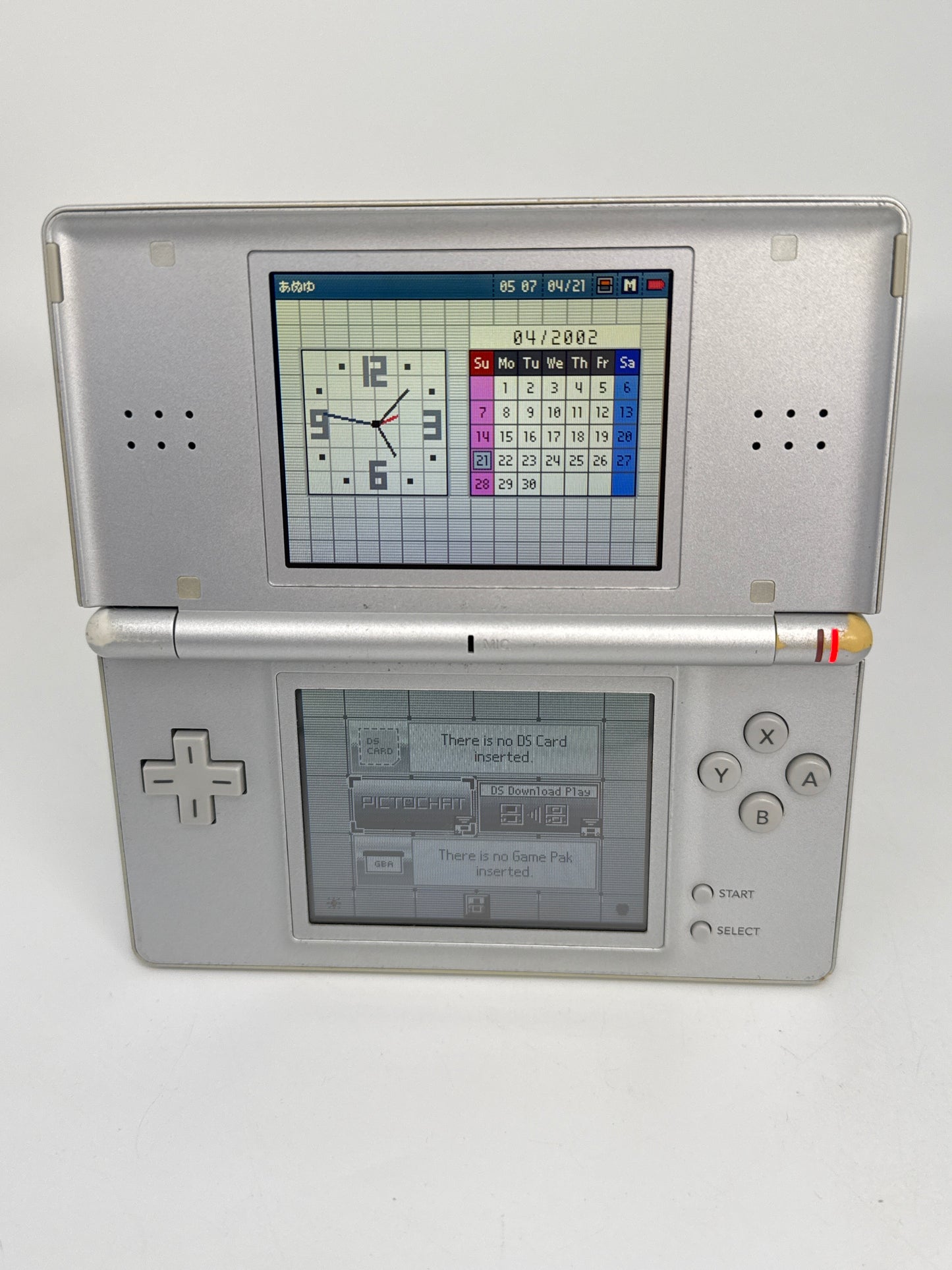 Nintendo DS Lite USG-001 Silver Console #63 w/ Stylus & No Charger
