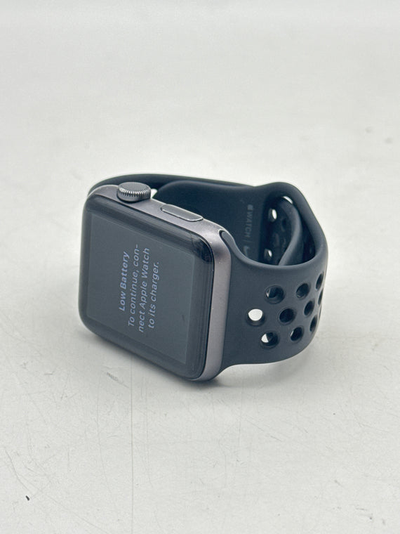Apple Watch Series 3 GPS A1859 2017 Large Black Silver Leather Band