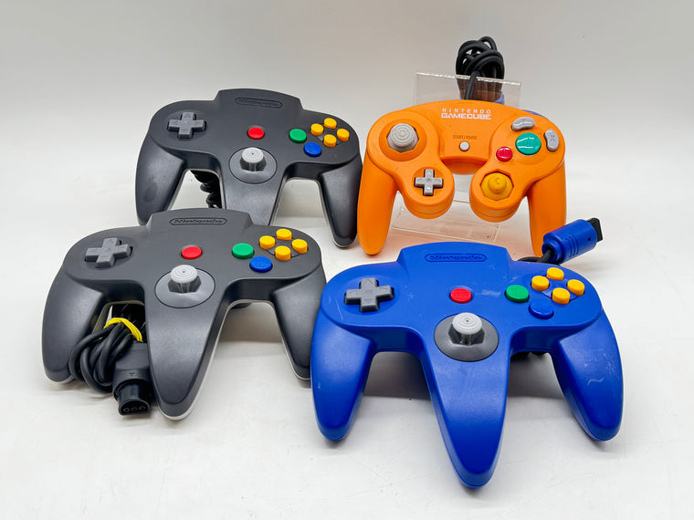 Nintendo Controllers Lot 3x N64 NUS-005 + GameCube DOL-003 Orange - Untested
