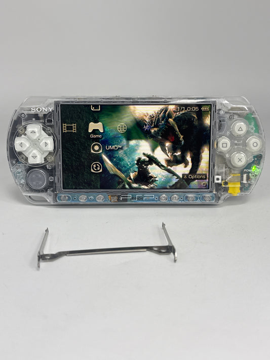 Sony PSP-3006 Clear Shell Console w/ 1200mAh Battery #104 BAD READ AS IS