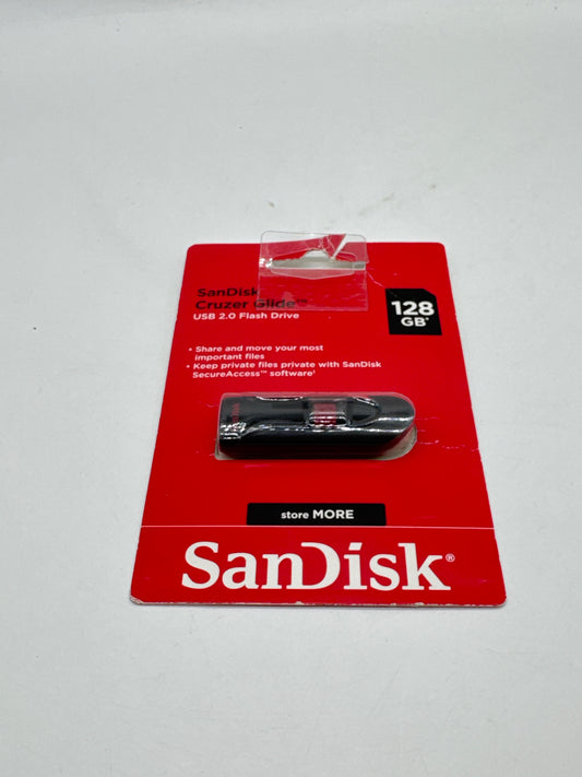 New SanDisk Cruzer Glide USB 2.0 Flash Drive 128GB Memory Stick