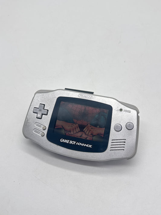 Nintendo Game Boy Advance AGB-001 Silver Console #636 No Back Lid Yellowed Display AS IS