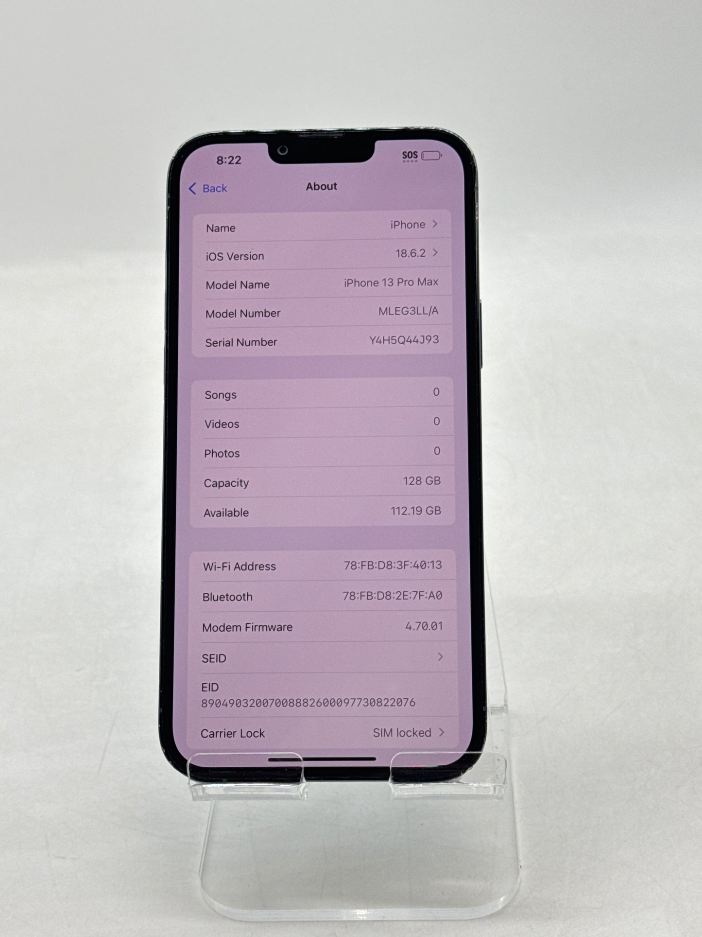 AT&T Apple iPhone 13 Pro Max A2484 128GB Sierra Blue 84% Battery - Cracked Lens