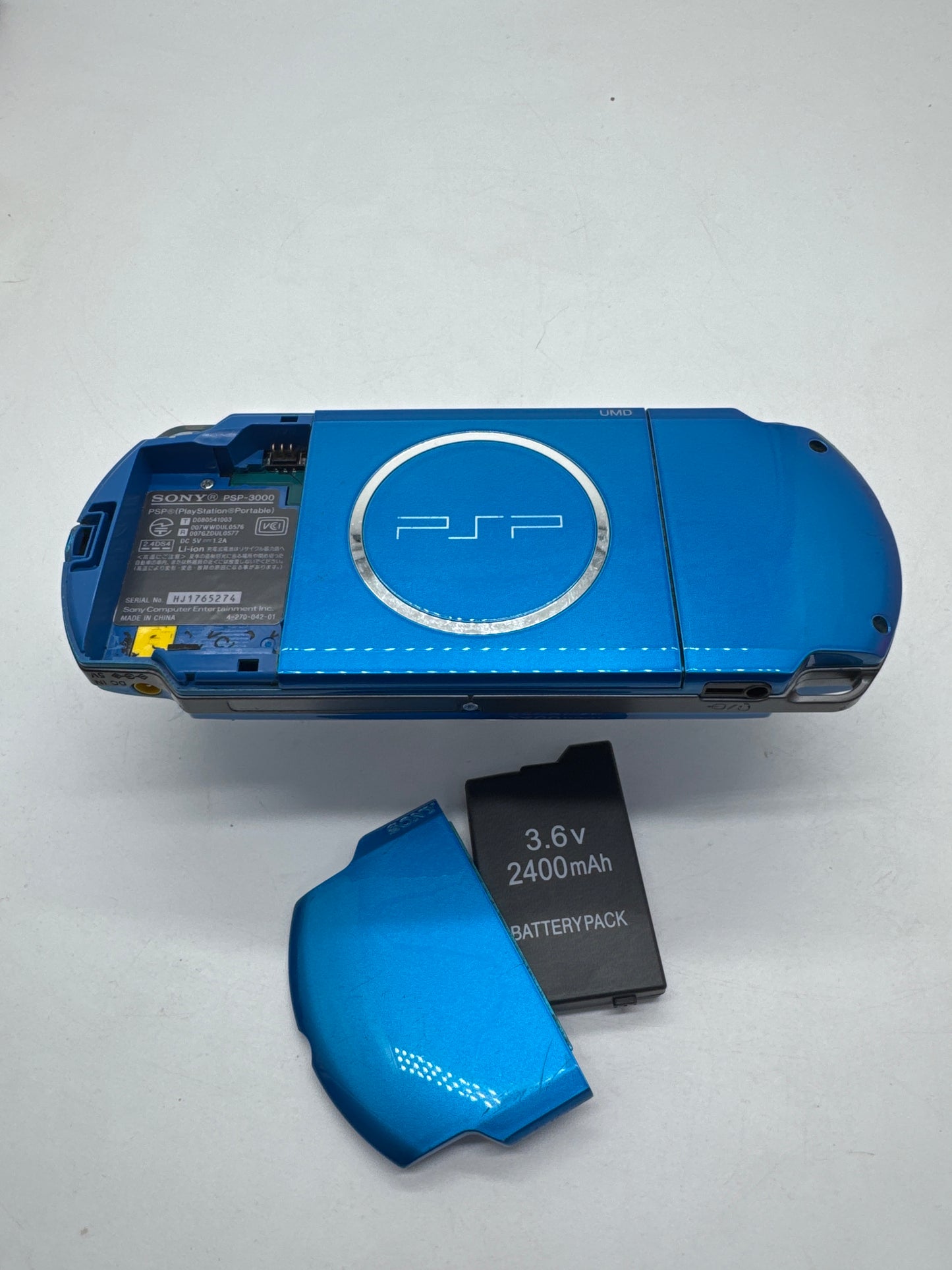 Sony PlayStation PSP-3000 Blue Console #376 w/2400mAh Battery - Line on Display AS IS