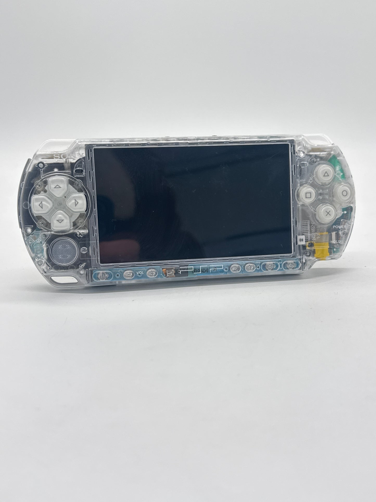 Sony PSP-3006 Clear Shell Console w/ 1200mAh Battery #104 BAD READ AS IS