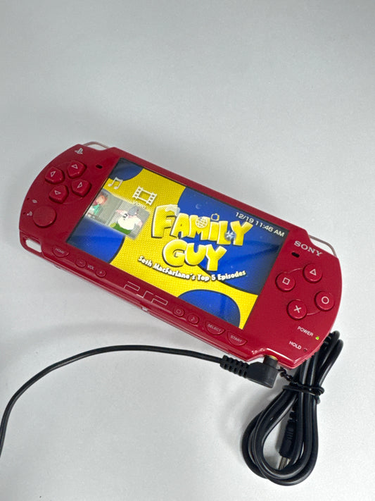 Sony PSP-2001 Deep Red Console w/ Charger #71 No Battery No Lid