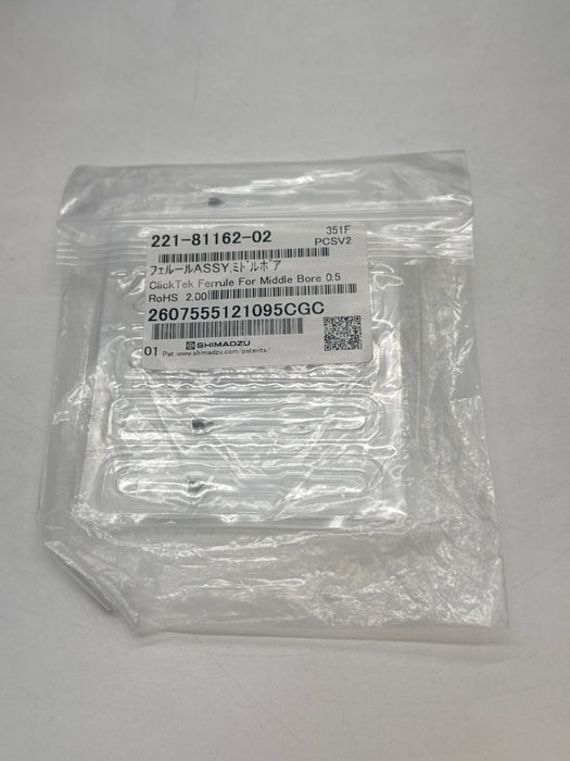 New Shimadzu 221-81162-02 ClickTec ferrule kit for Middle Bore