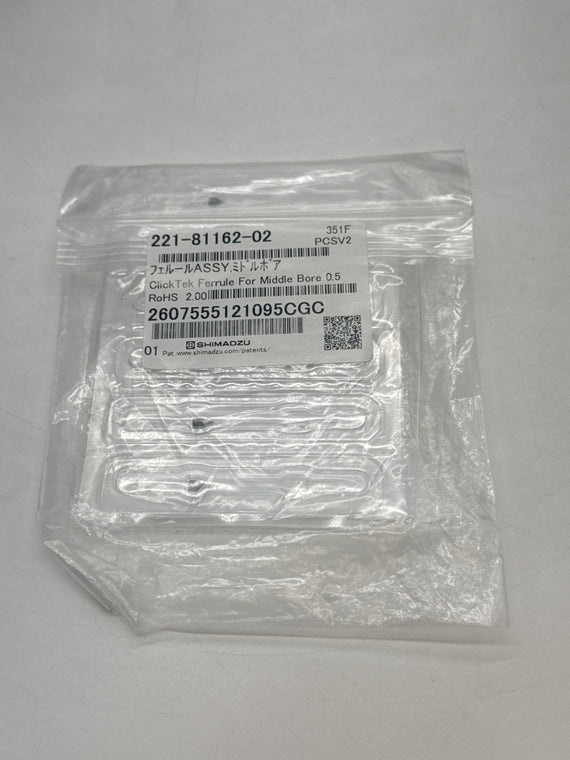 New Shimadzu 221-81162-02 ClickTec ferrule kit for Middle Bore