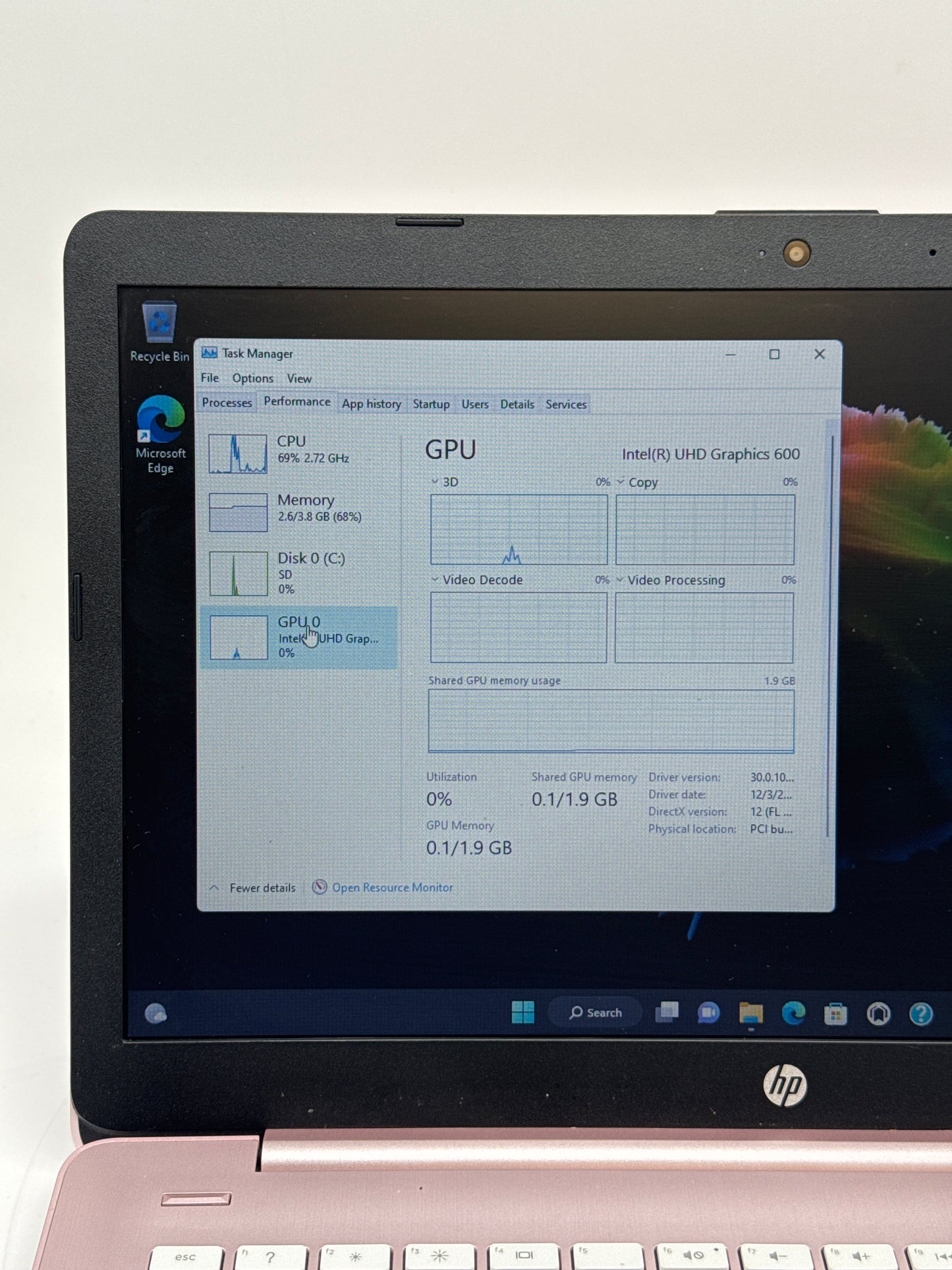 HP Stream 14-cb122ds Intel Celeron 4GB RAM 64GB Pink Laptop - Used