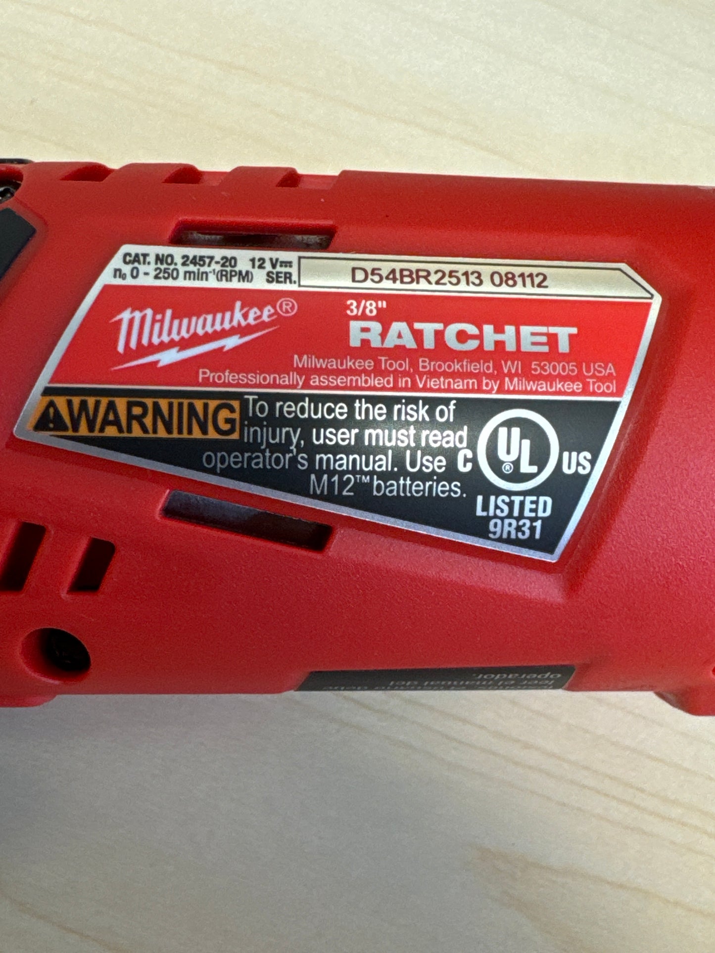 Milwaukee 2457-20 M12 12V 3/8" Inch Cordless Ratchet Tool Only - New No Box