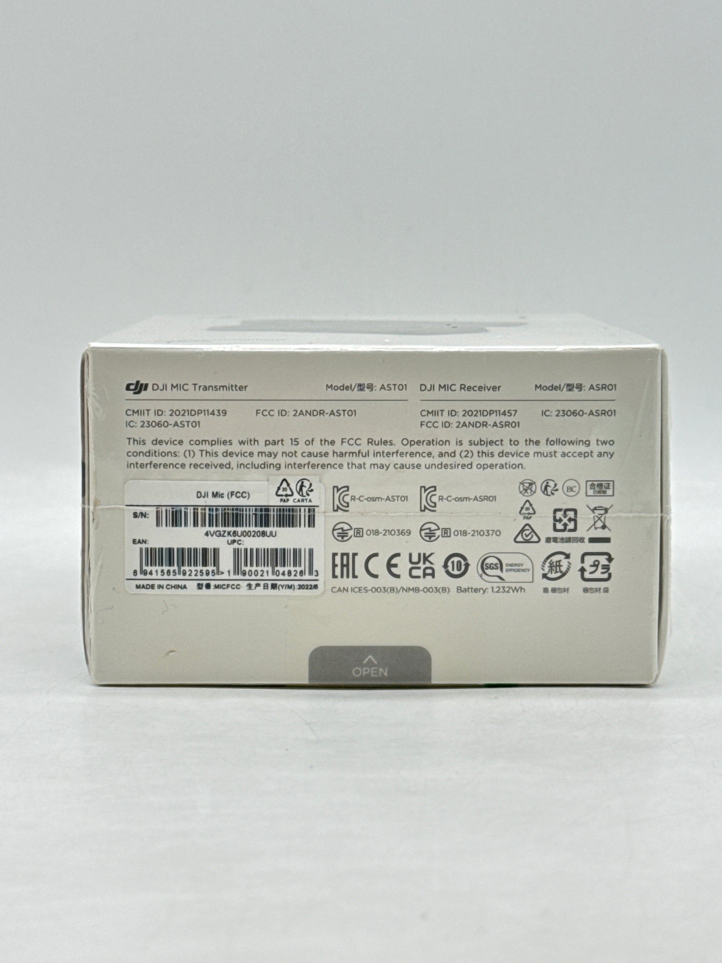 DJI Mic AST01 ASR01 Black Compact Dual Channel Wireless Microphone - New