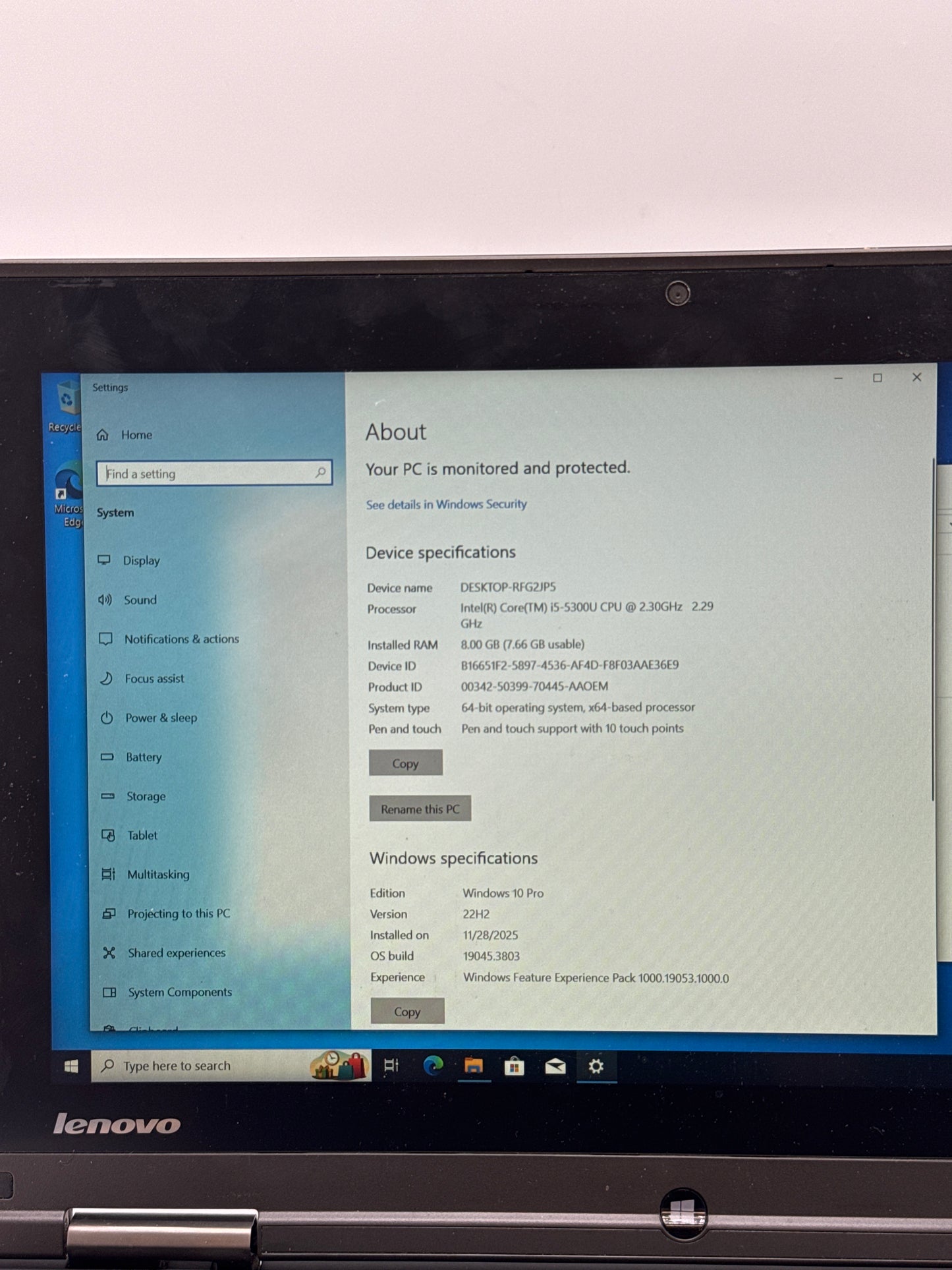 Lenovo Yoga 12 Laptop – Intel Core i5-5300U, 8GB RAM, 128GB SSD - Read!