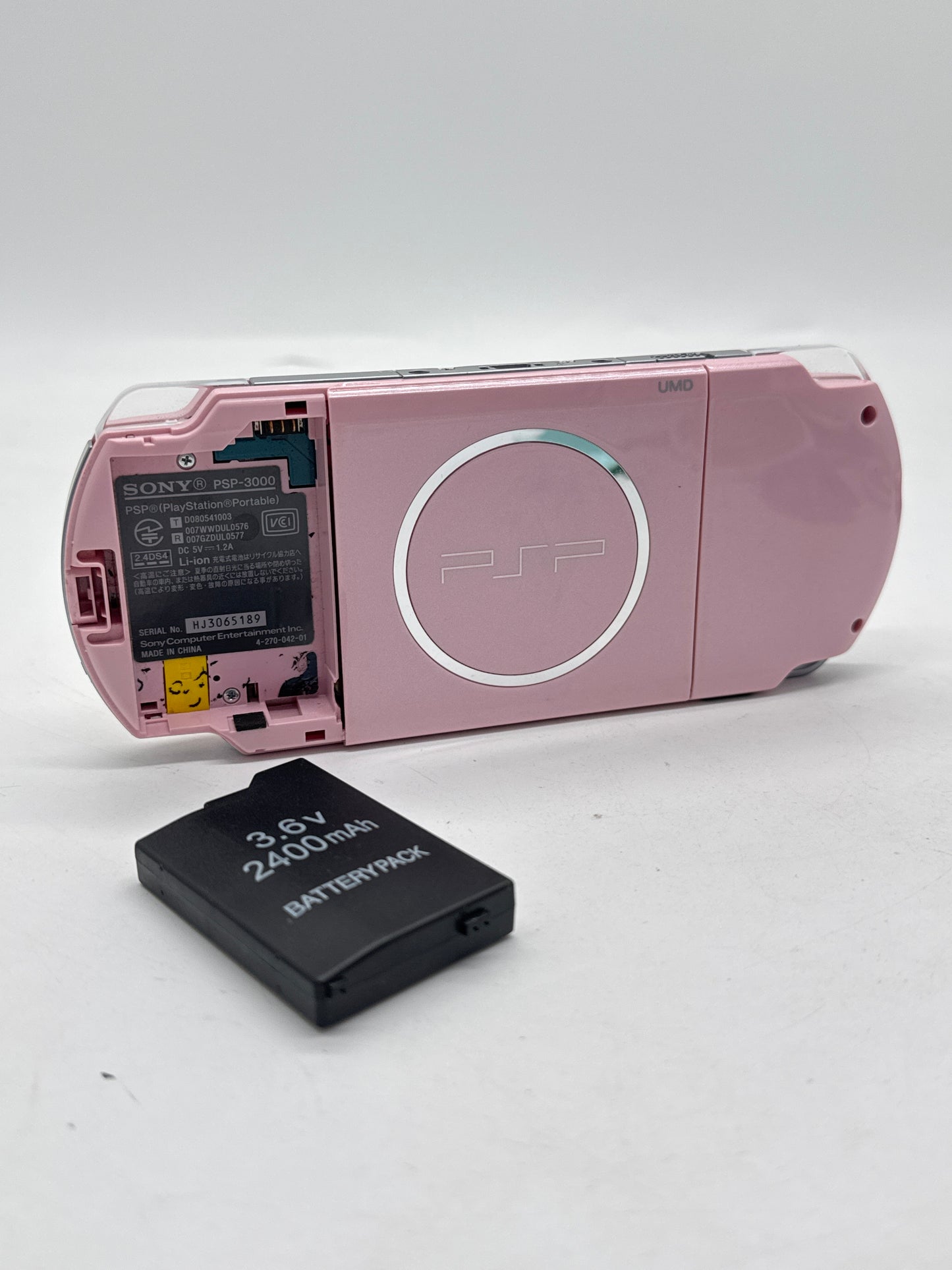 Sony PlayStation Portable PSP-3000 Pink Console Only #382 Missing Back Lid