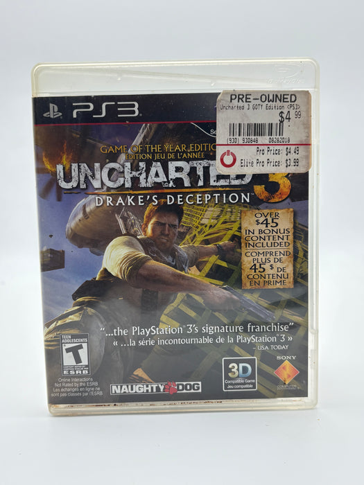 Uncharted 3: Drake's Deception Sony PlayStation 3 PS3 Game Free Shipping