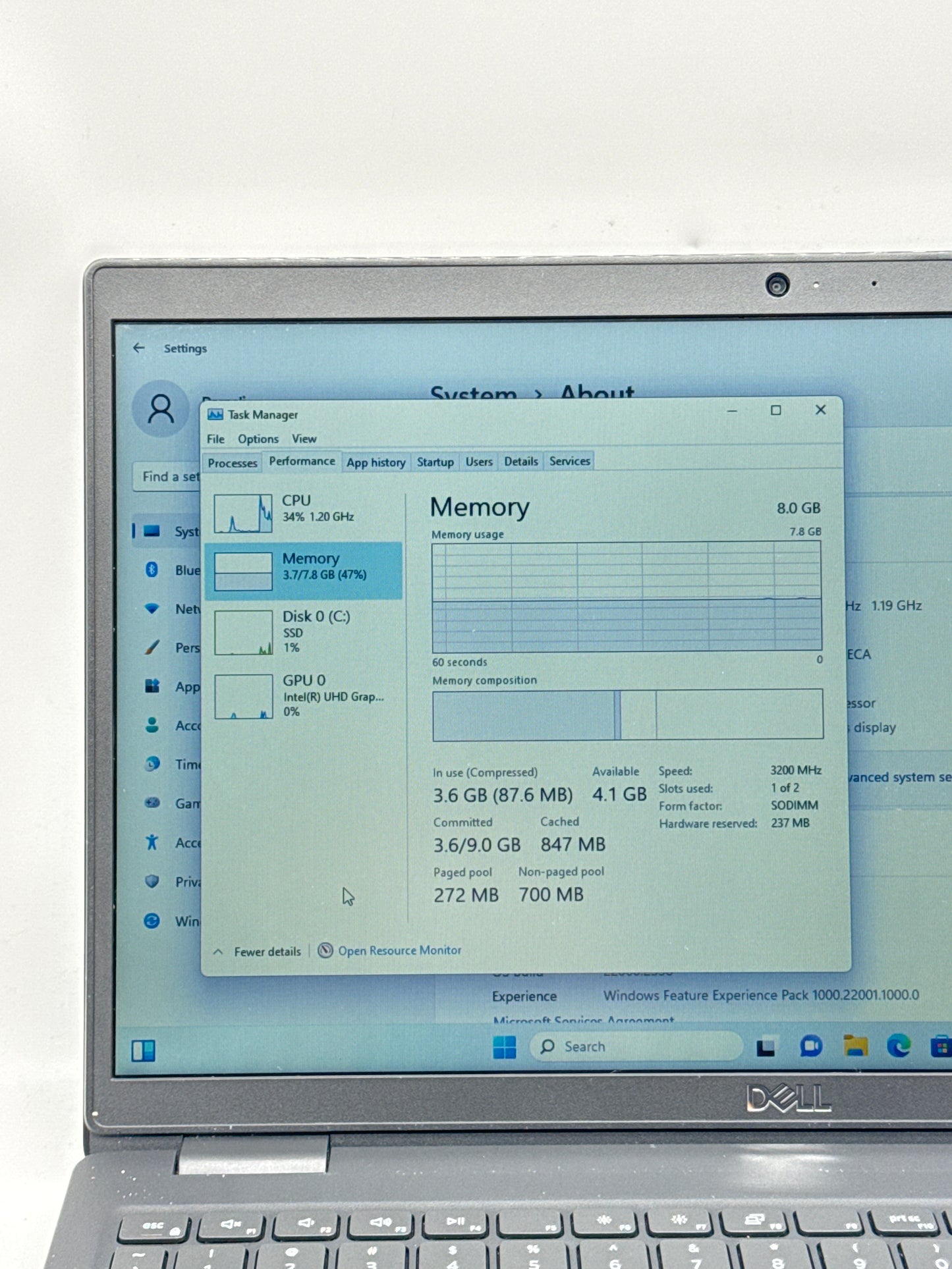 Dell Latitude 3520 intel Core i3-1005G1 1.20GHz 8GB RAM 128GB SSD