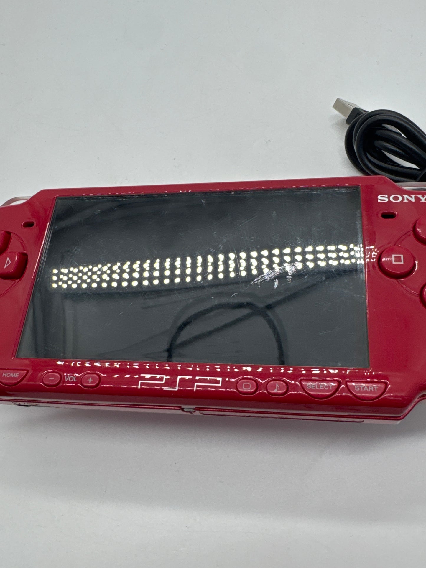 Sony PSP-2001 Deep Red Console w/ Charger #71 No Battery No Lid